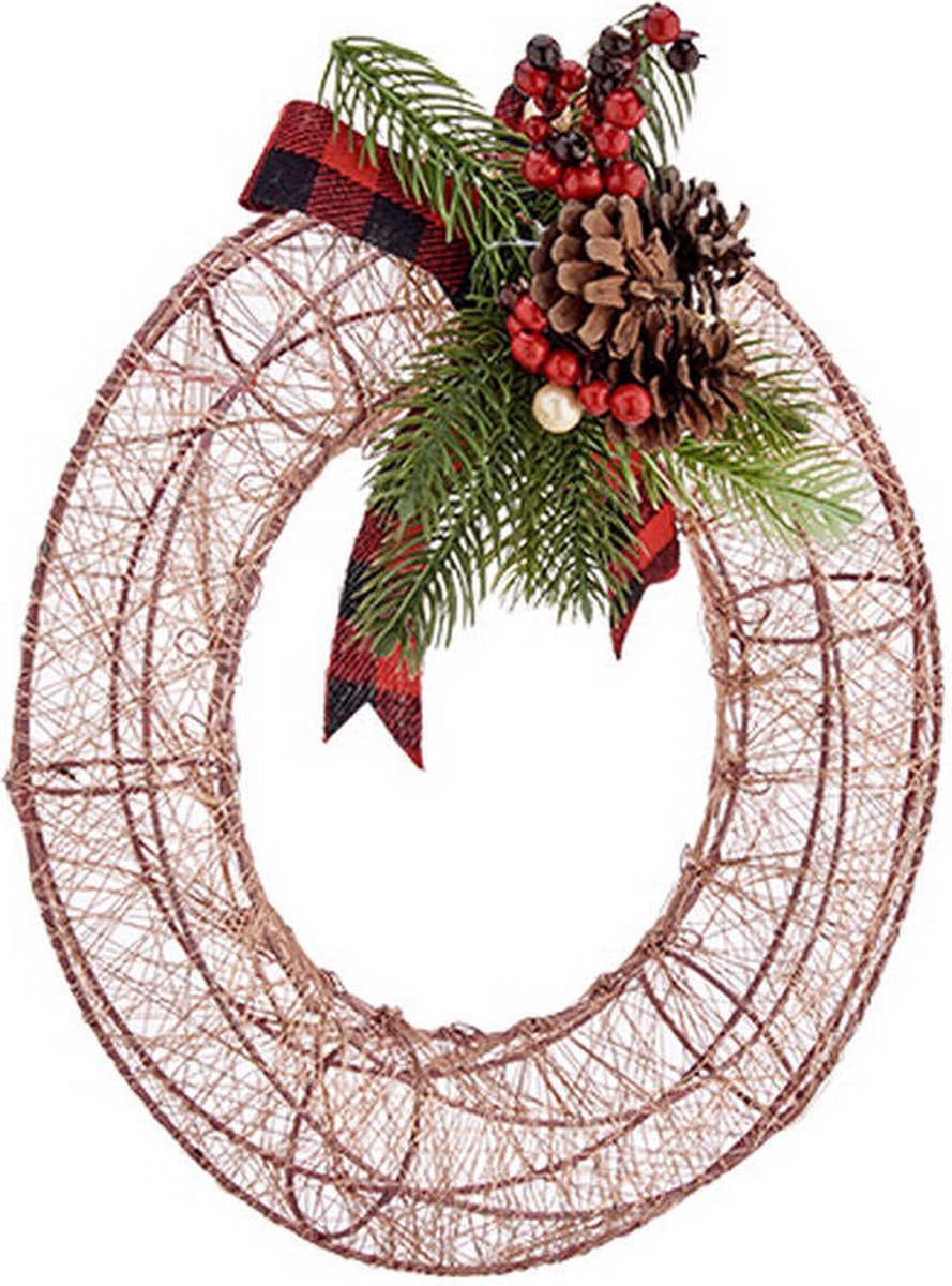 Kerstkroon Metaal champagne (29 x 12 x 30 cm)