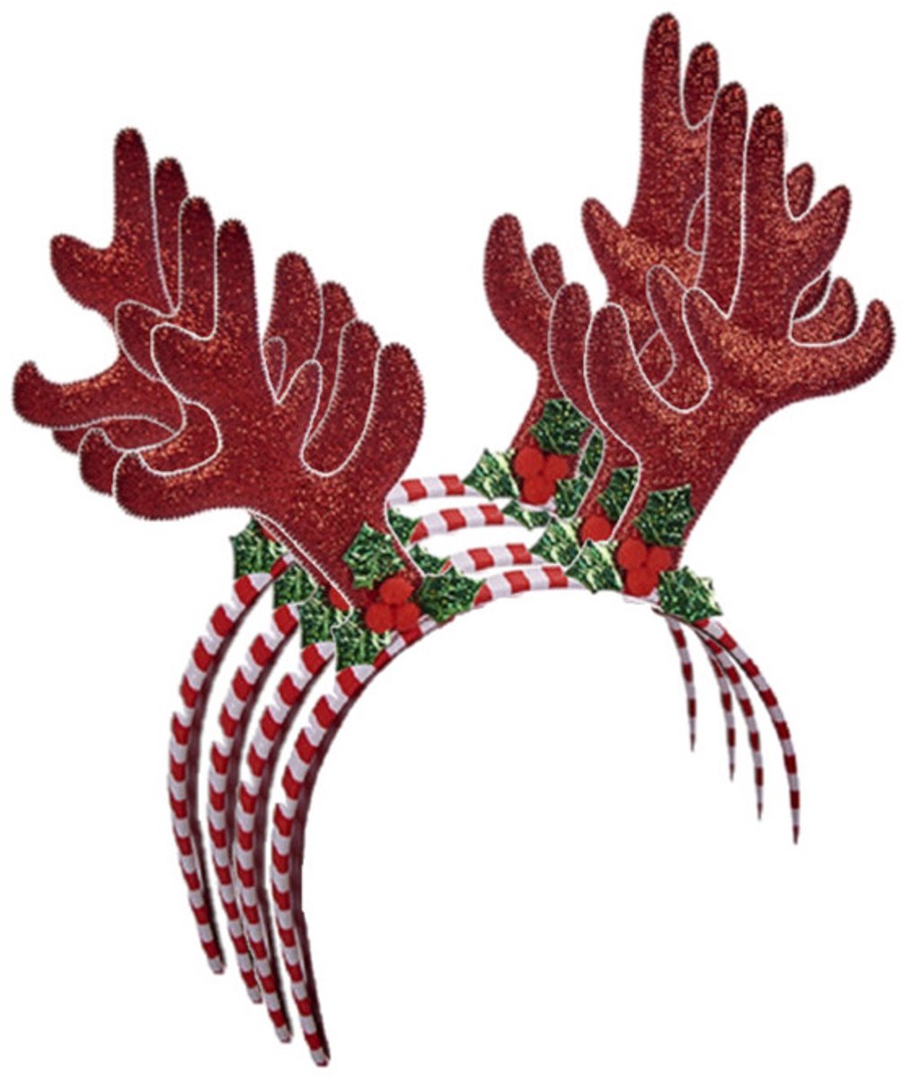 Rendier diadeem - 6x - 24 cm - gewei - haarband - kerst - kinderen en volwassenen