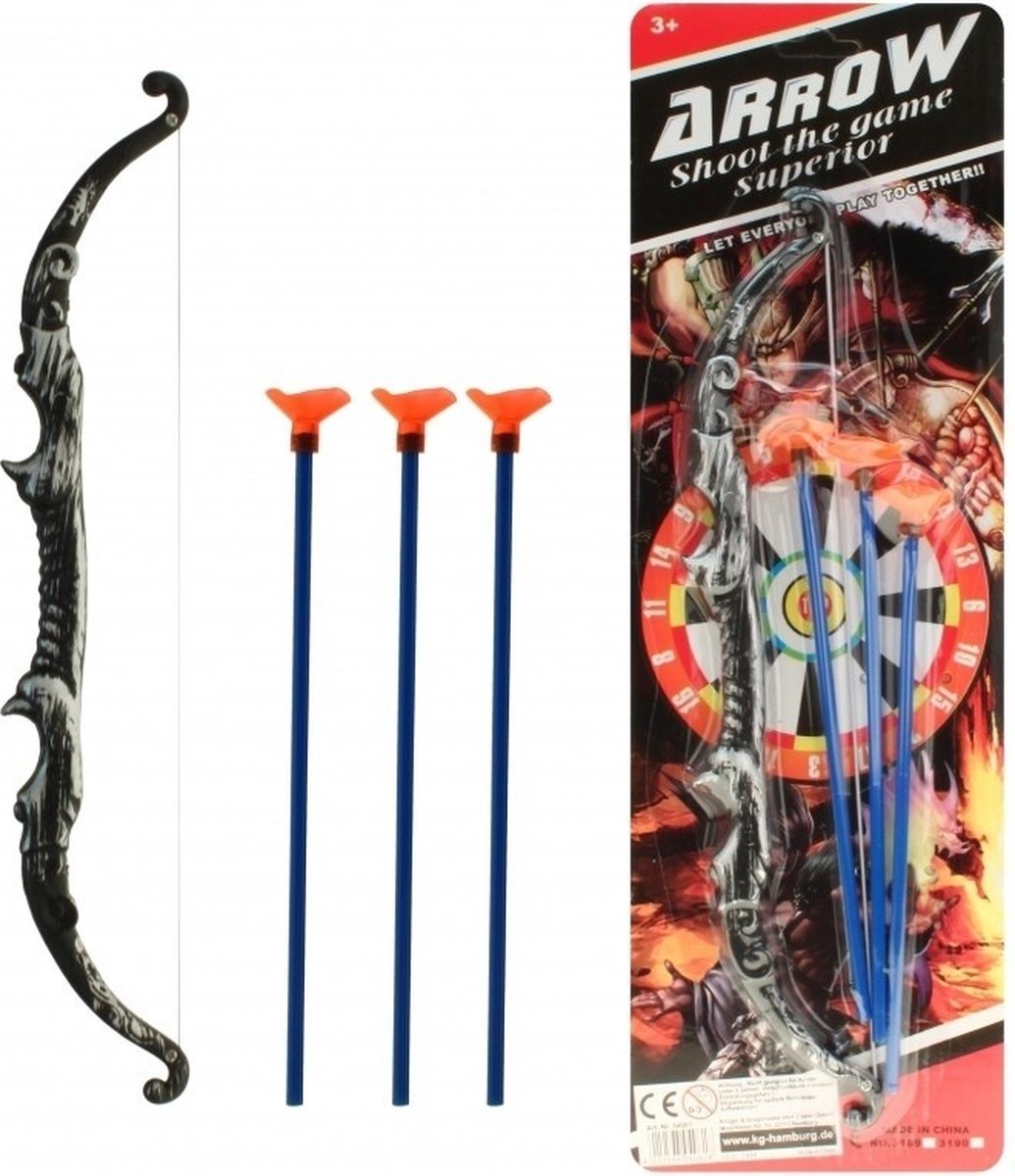 Fantasy boog met 3 pijlen 28 cm