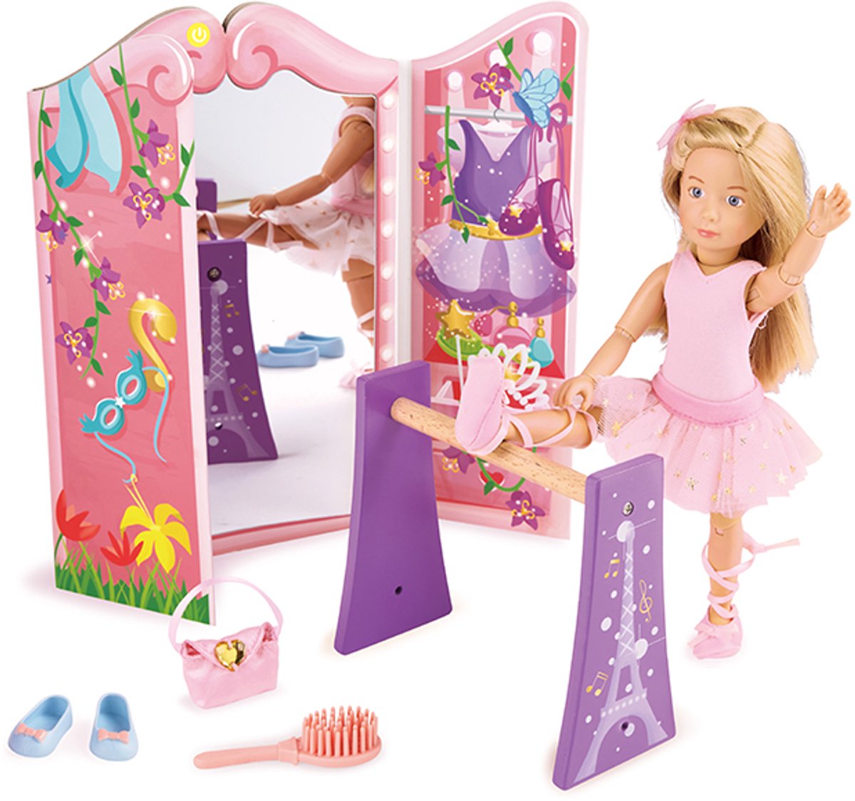 Kruselings ballet speelset Vera met accessoires en spiegel.