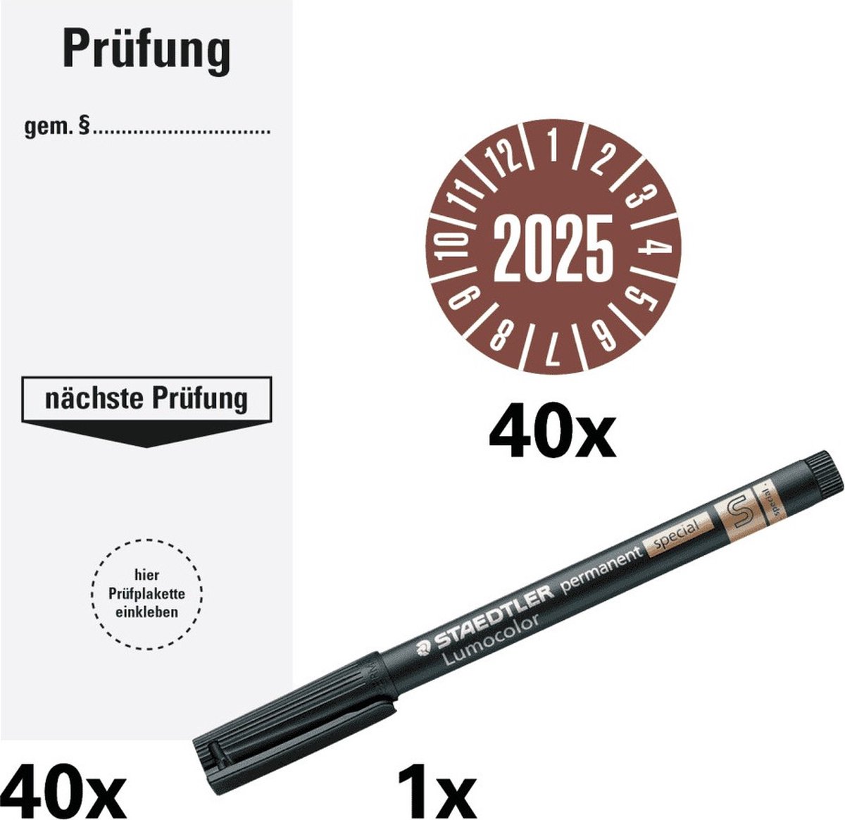 Voordeelset basislabel jaar keuringssticker met viltstift 2025