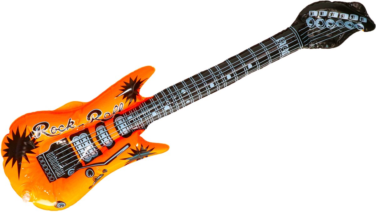 Krüger Opblaas elektrische gitaar - oranje - speelgoed - kinderen - opblaasbaar - popster