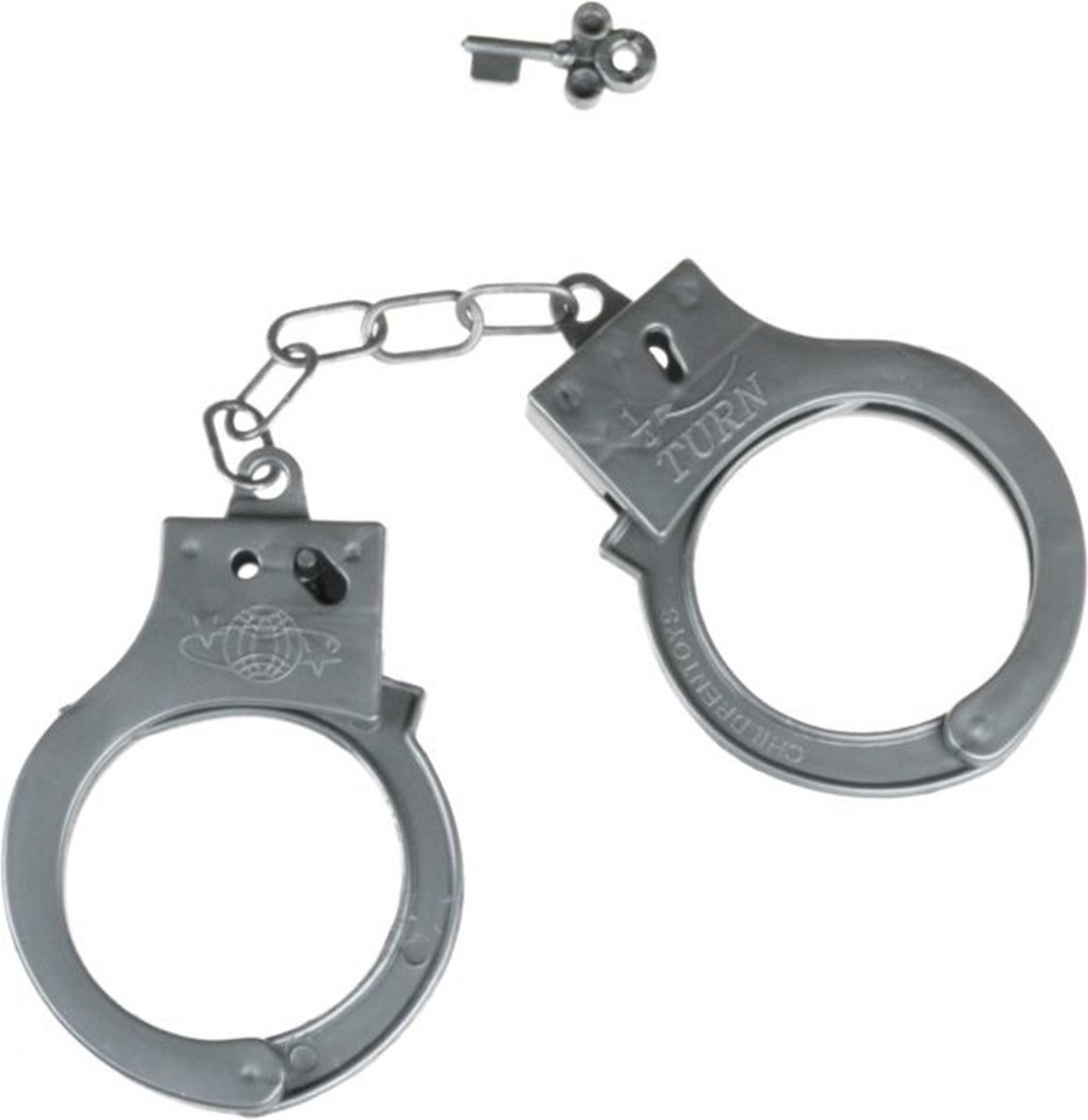 Politie speelgoed handboeien - grijs - kunststof - incl sleutel - verkleed accessoires - feestartikelen