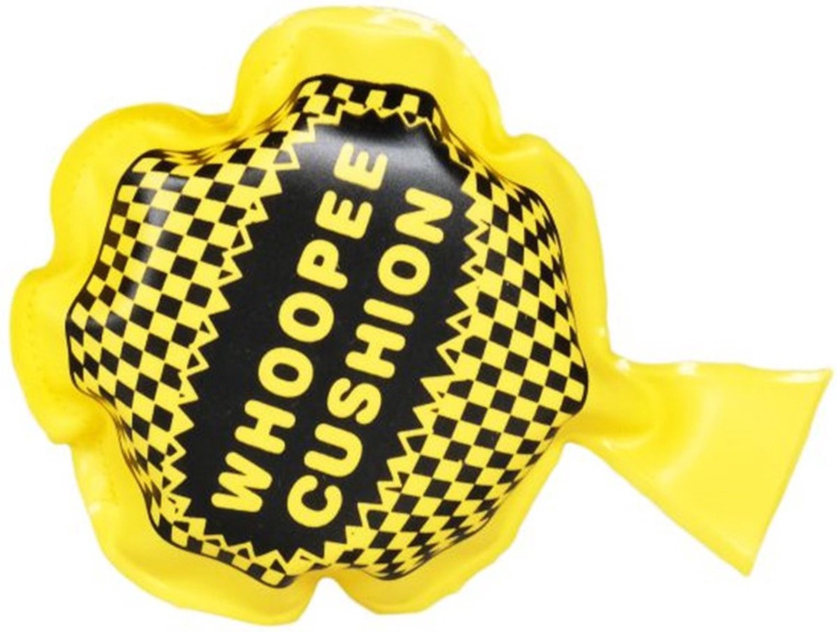 Scheetkussen/scheetzak 9 cm - geel - Fopartikelen - 1 April grappen - poep geluid maken - funny