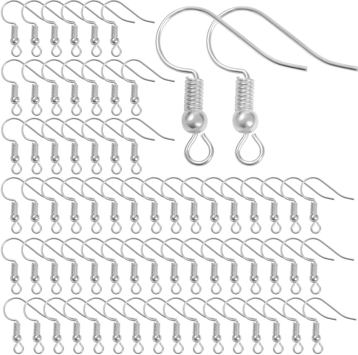 Kurtzy 500 Pak/ 250 Paar Verzilverde Oorbel Haakjes – Hypoallergene Vishaak Franse Draden – DIY Sieraden Maak Kit Voorraad – Oorbel Findings voor Beginners en Professionals