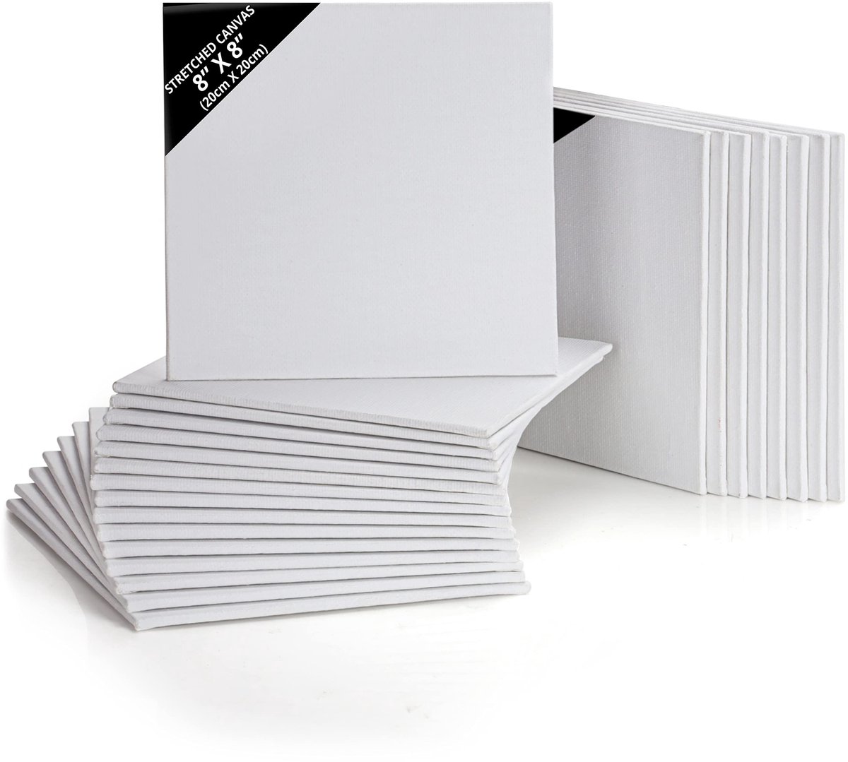 Kurtzy Blanke Canvassen (24 Pak) – 20 x 20 cm – Voorgerekte Vierkante Canvassen Paneel Borden – Geschikt Voor Acryl en Olie Verven, Schetsen en Tekenen