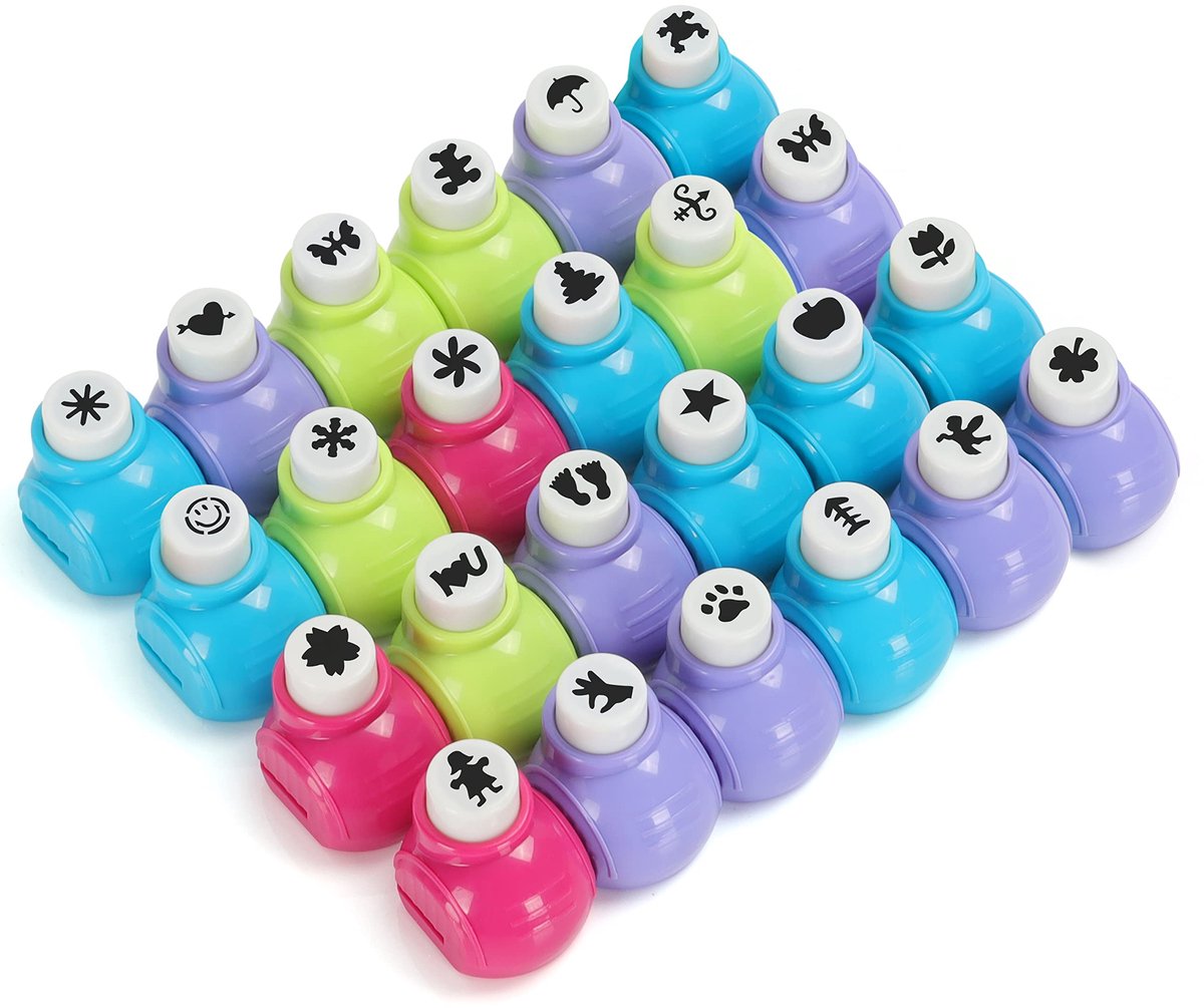 Kurtzy Mini Vorm Perforators Set (24) – Plastic Multikleur Vormpjes Perforator Set – Benodigdheden voor Scrapbooken, DIY Kunst en Hobby, Foto Albums en Kaartmaken