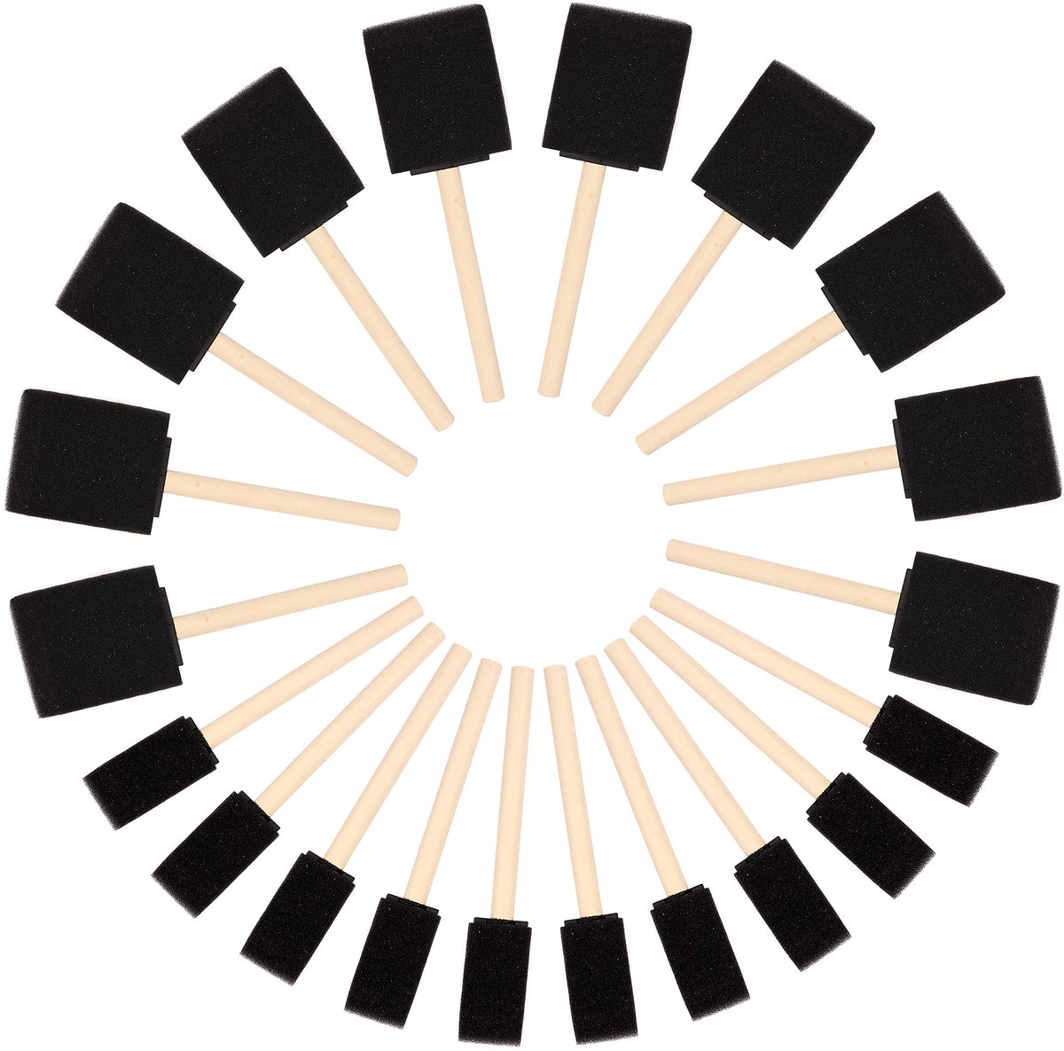 Kurtzy Schuimen Verf Kwasten (20pak) - Twee Maten – Houten Handvat Spons kwasten Set – Verf Gereedschap Voor Acryl, Olie, Stain- en Waterverf – Kunst en Hobby Materiaal Voor Volwassenen