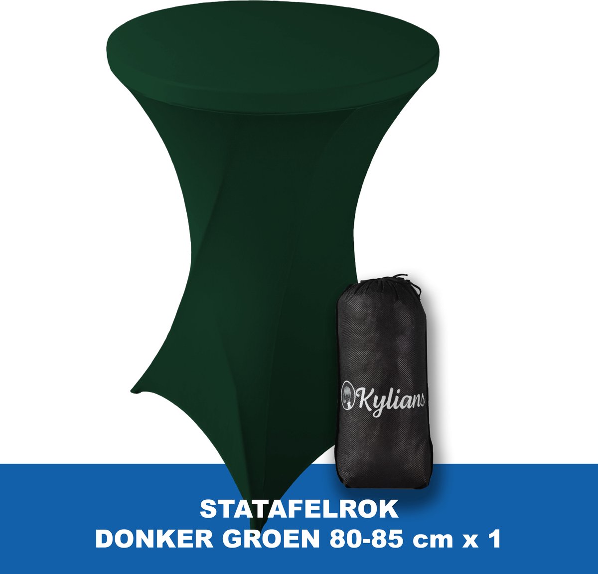 Statafelrok Donker Groen – 2 jaar garantie met Opbergtas - ∅ 80-85 x 110 cm - Statafelhoes - Luxe Extra Dikke Stretch Sta Tafelrok voor Statafel – Kras- en Kreukvrije Hoes