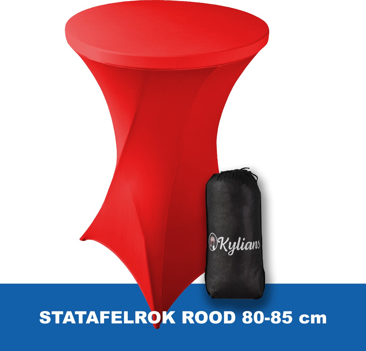 Statafelrok Rood – 2 jaar garantie met Opbergtas - ∅ 80-85 x 110 cm - Statafelhoes - Luxe Extra Dikke Stretch Sta Tafelrok voor Statafel – Kras- en Kreukvrije Hoes