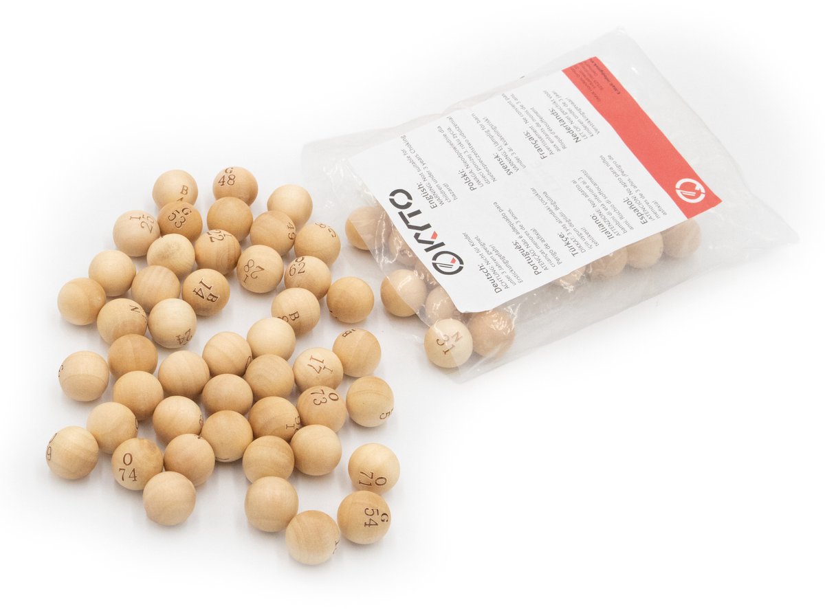 Kyto Bingo houten ballenset 75-delig Bingo spel goud, deluxe, basic ⌀ bal 1,3 cm