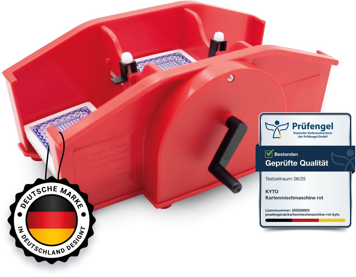   handmatige kaartenschudmachine rood incl. 1x speelkaarten - Kaartenschudder