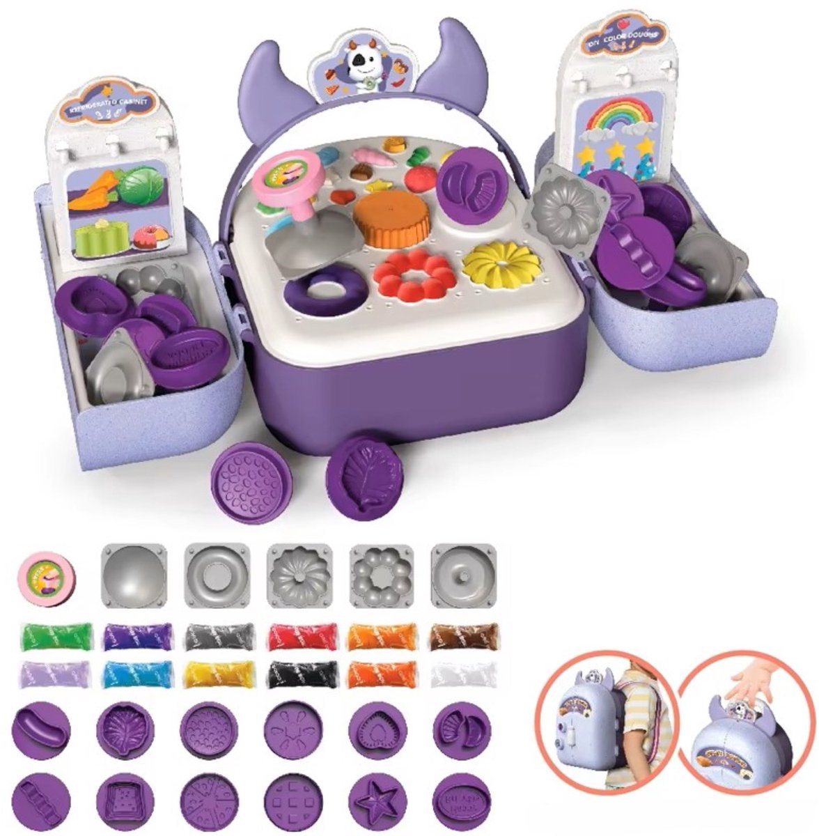 speelgoed koffer met klei - Boetseerklei - knutselen voor kinderen - 12kleuren - klei vormpjes - klei met uitsteekvormen - eenvoudig op te bergen - klei met tools - klei - kleikoffer - sinterklaas