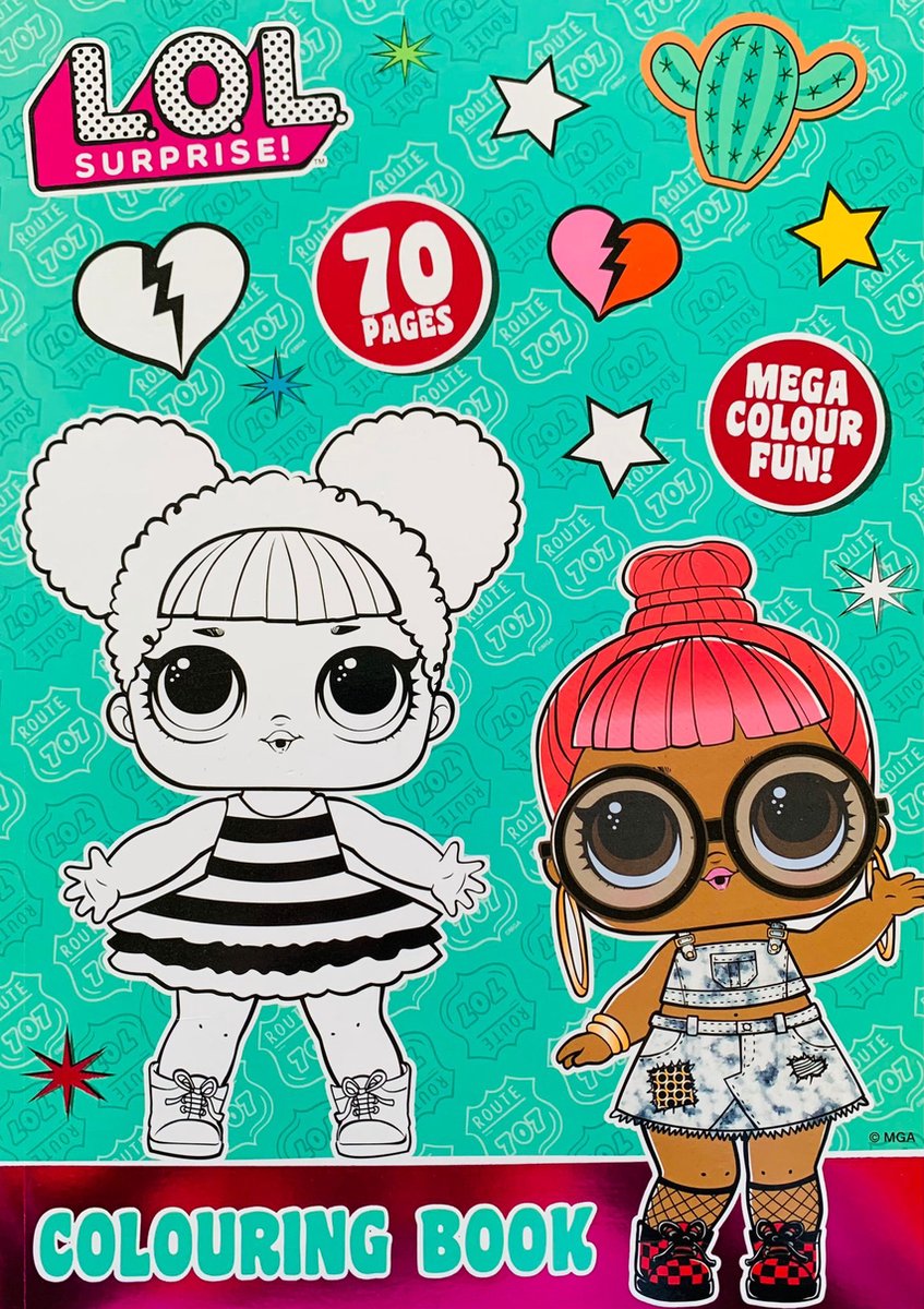 L.O.L. Surprise! kleurboek - LOL SURPRISE - A4 kleurboek - L.O.L. Surprise OMG - 70 paginas - Knutselen meisjes - lol - Kleurboek - Meisje met rood haar