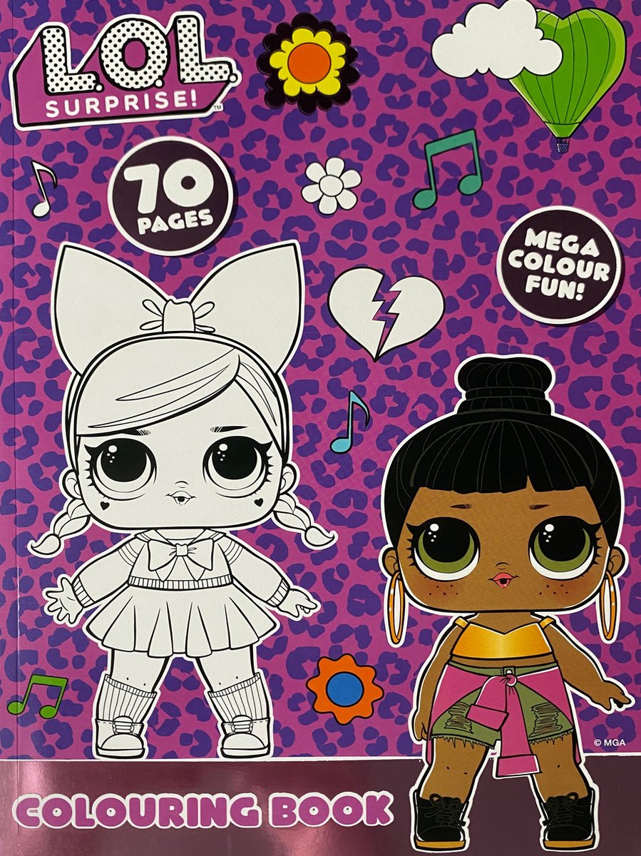 L.O.L. Surprise! - Kleurboek met 70 paginas mega colour fun - colouring book - blondine met strik en donkere dame met knot