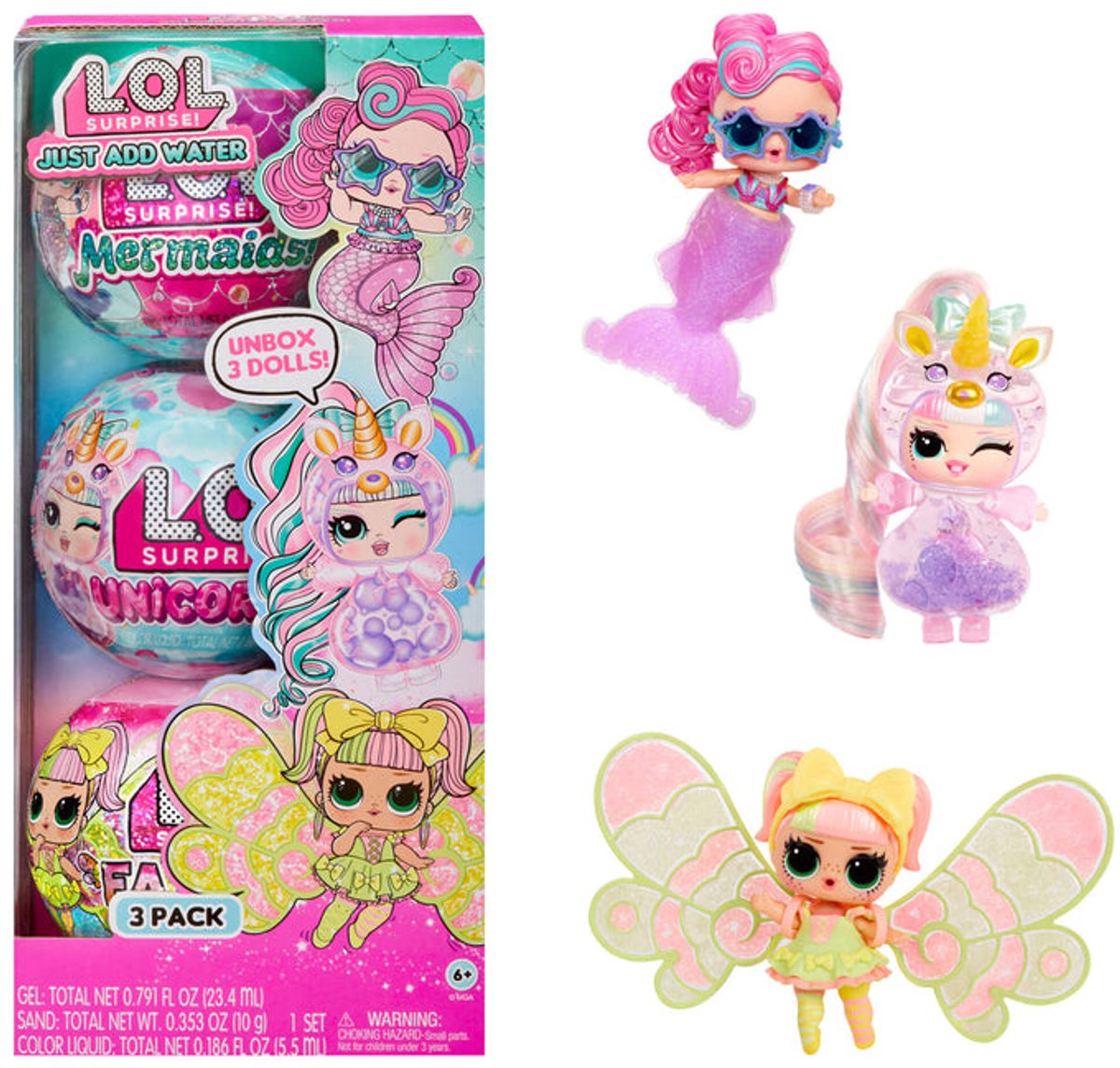 L.O.L. Surprise! Gewoon water toevoegen- Pakket van 3