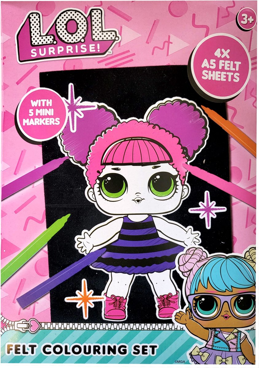 L.O.L. Surprise! velvet kleurplaten - Met 5 mini stiften - LOL SURPRISE - knutselen - kleuren