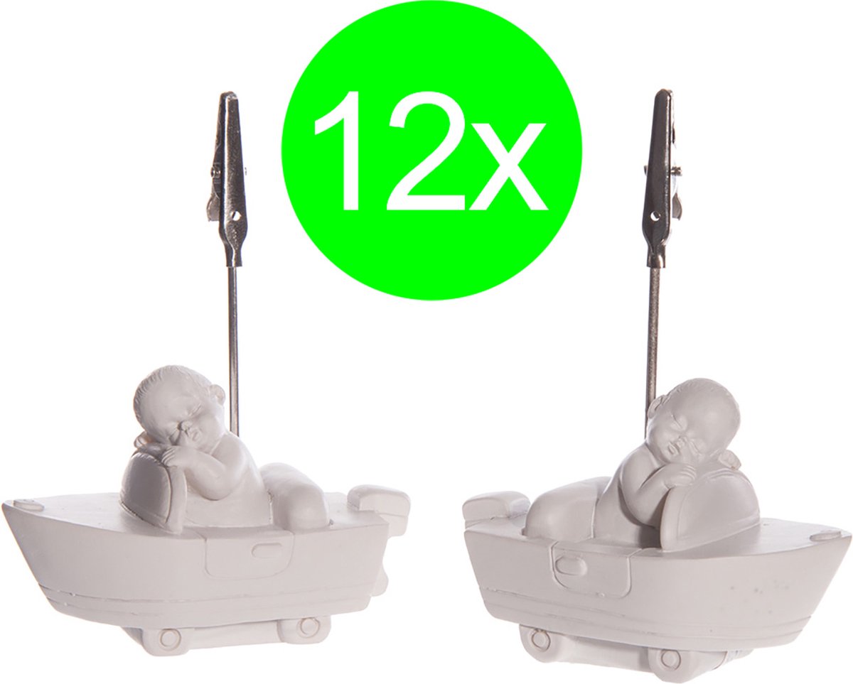 12x baby in boot fotohouder babyshower weggeefcadeau tafeldecoratie geboorte doopsuiker