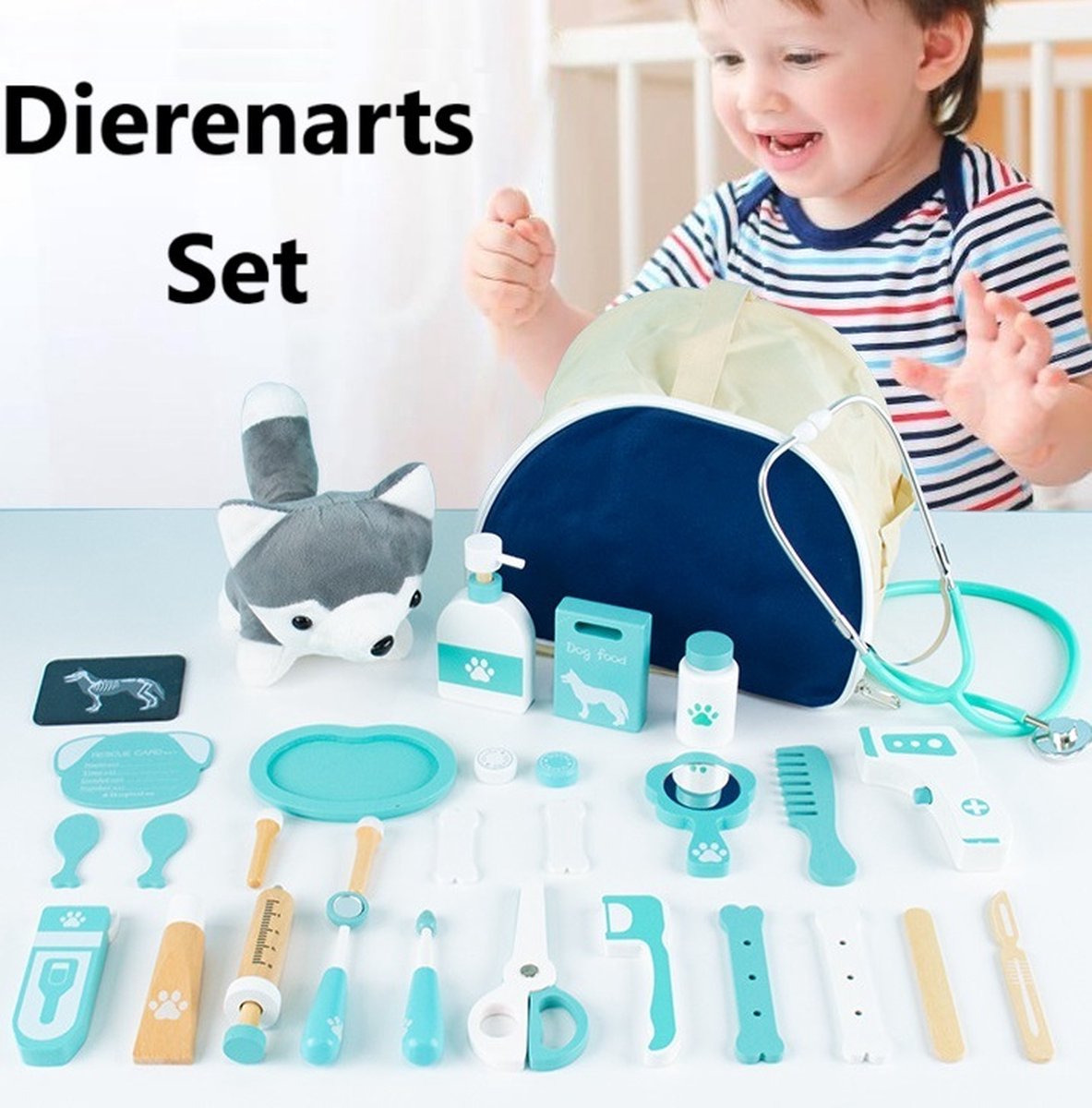 LC® Luxe Houten Dierenarts Speelset - Doktersset met Accessoires - Dierenarts Speelset - Speelgoed Doktersset - Doktersset Speelgoed - Speelgoeddokter