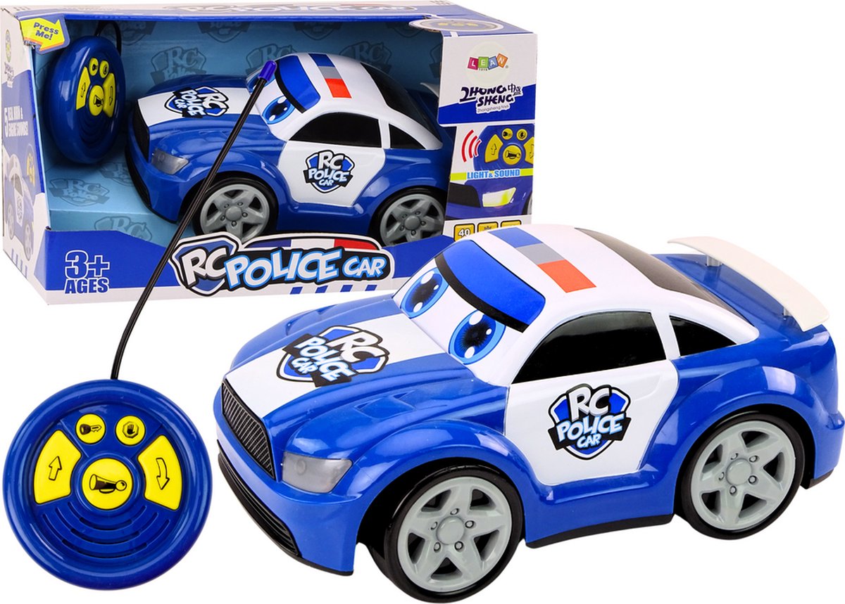 Speelgoed politieauto - blauw - 30x17.5x13 cm - licht en geluidseffecten
