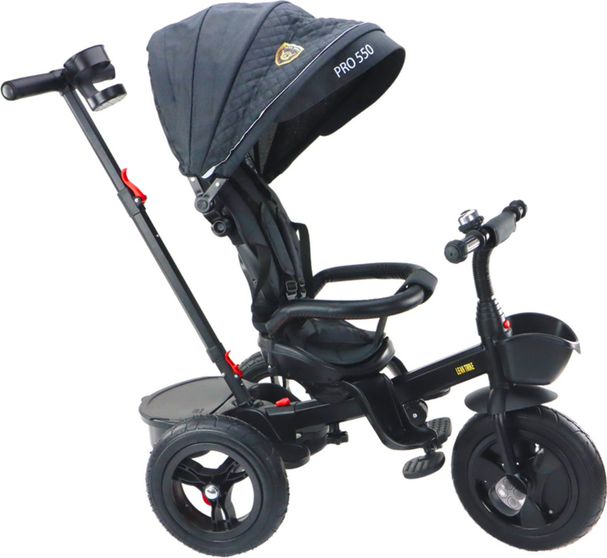 Driewieler met duwstang - verstelbaar - veiligheidsgordel - opbergruimte