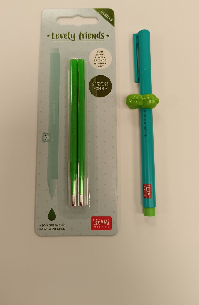 Gelpen Set Lovely Friends - Dino + 2 groene vullingen