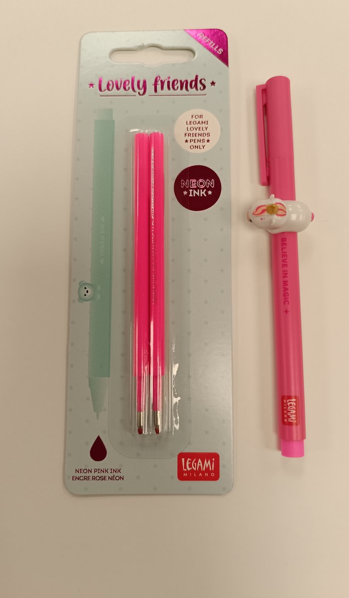 Gelpen Set Lovely Friends - Eenhoorn + 2 roze vullingen