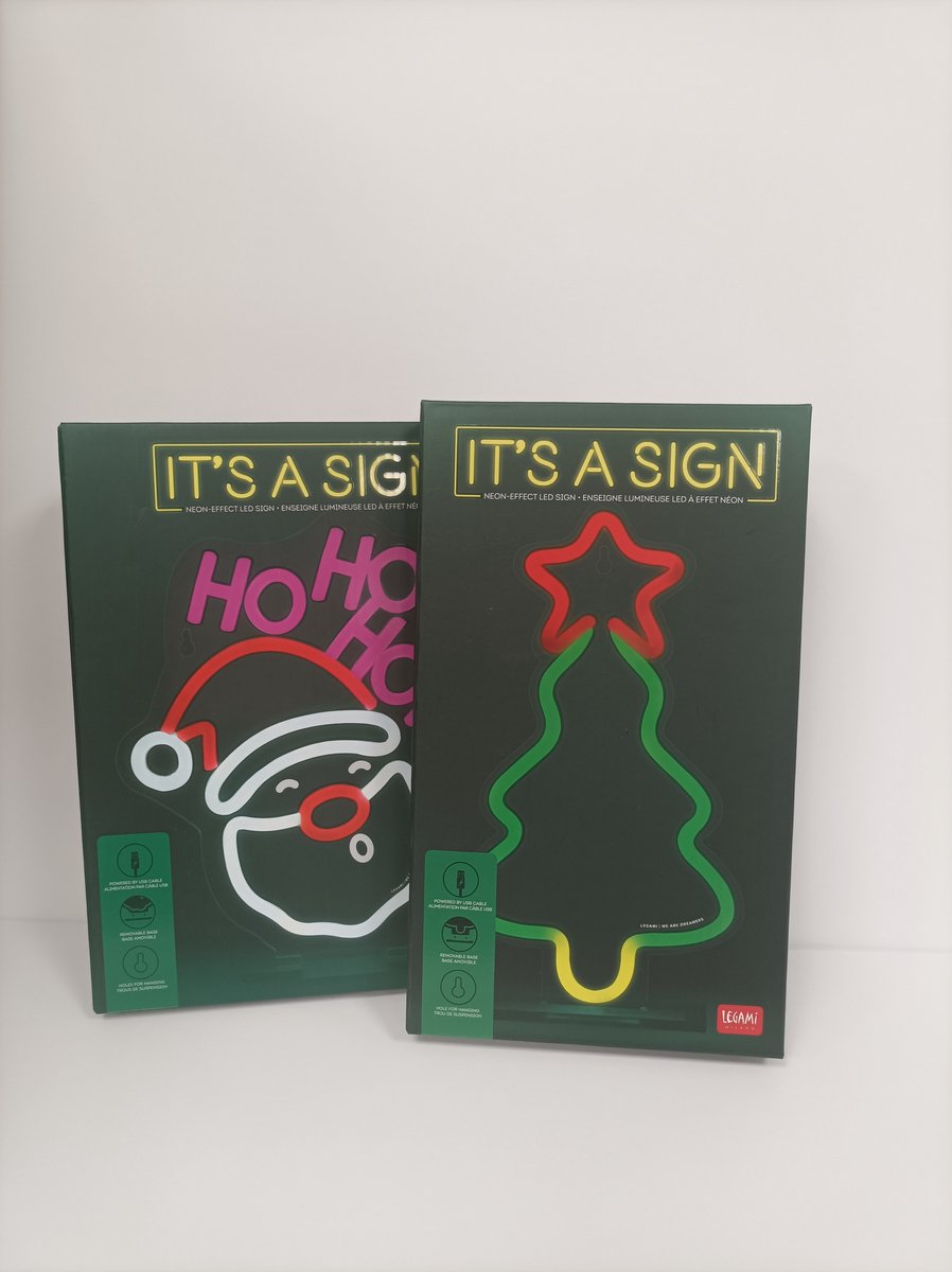 Legami - Neon effect Led Sign - Kerstboom en Kerstman - Kerst editie