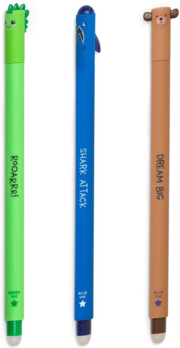 Legami Uitwisbare pennen Dino Haai Beer - Navulbaar - Back to School