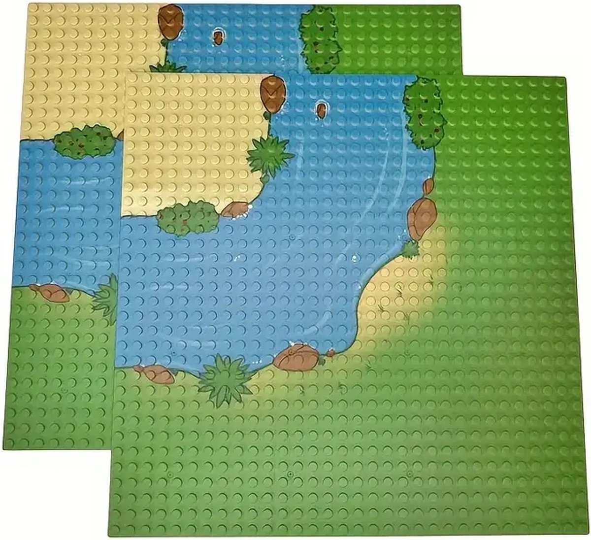 Buiggras 2PCS - 2 STUKS 32x32 Klassieke Bouwsteen Basisplaten (25.4x25.4 cm) – Rivier-, Grasland- en Oceaanpatroon – Perfect voor Educatief Speelgoed en Bouwprojecten – Geschikt voor Halloween-, Kerst- en Paascadeaus