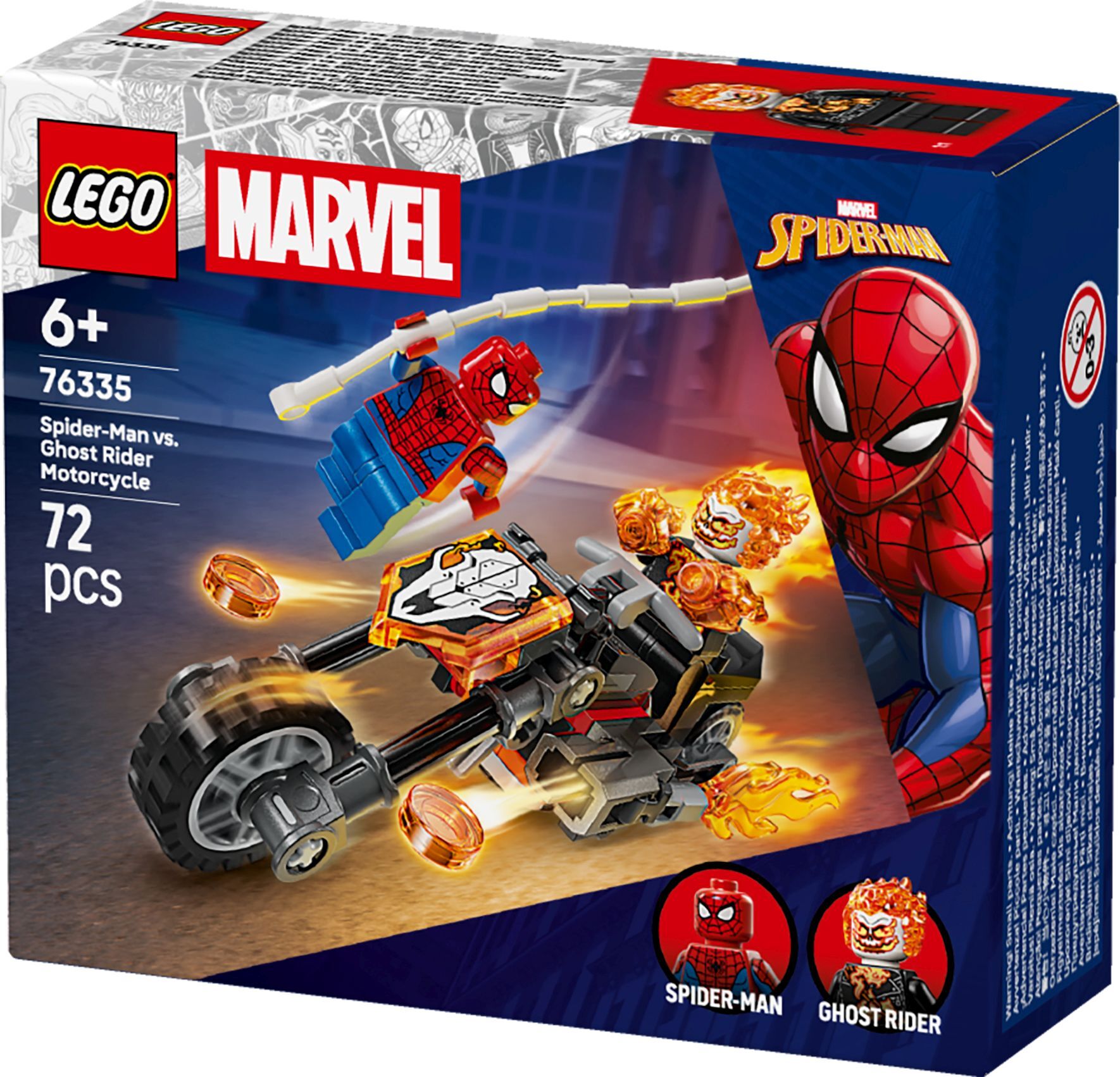 LEGO®Marvel super heroes 76335 Spider-Man versus Ghost Rider op zijn motor.