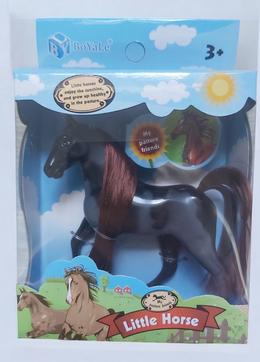 LG Little horse speelpaard zwart grijs gevlekt bruin haar