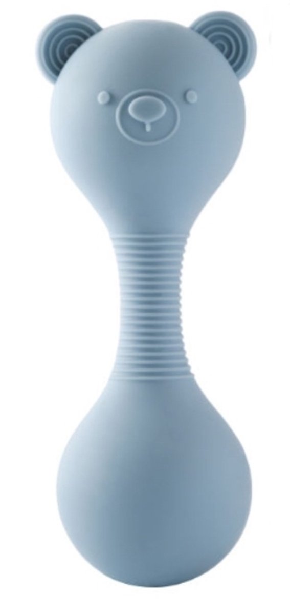 Rammelaar – Zacht Educatief Beer Speelgoed met Geluid! - Baby Blauw