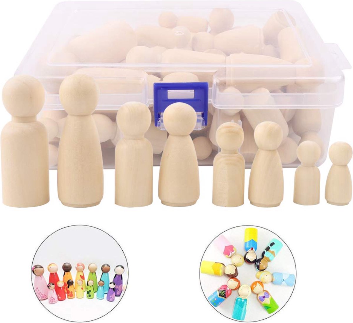 50 Stuks - Houten Pionnen - Blanco Poppetjes - Peg Dolls - Houten poppen - LOUZIR