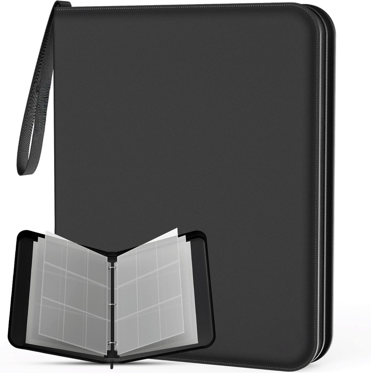 Card Binder Album - Binder Map voor Kaarten - Verzamelmap - verzamelmap binder geschikt - Card Binder met Ritssluiting - Zwarte -LOUZIR