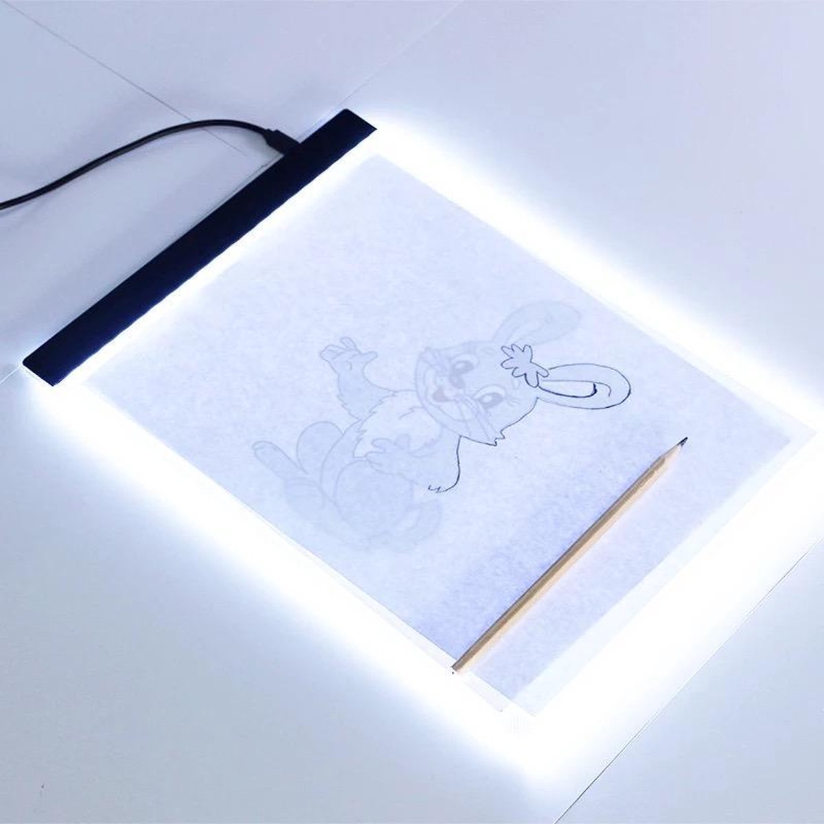   A4 LED licht Lichtbak / Tekentafel / Lichttafel / Lightpad met 3 dimbare lichtstanden - 2 in 1 USB adapter