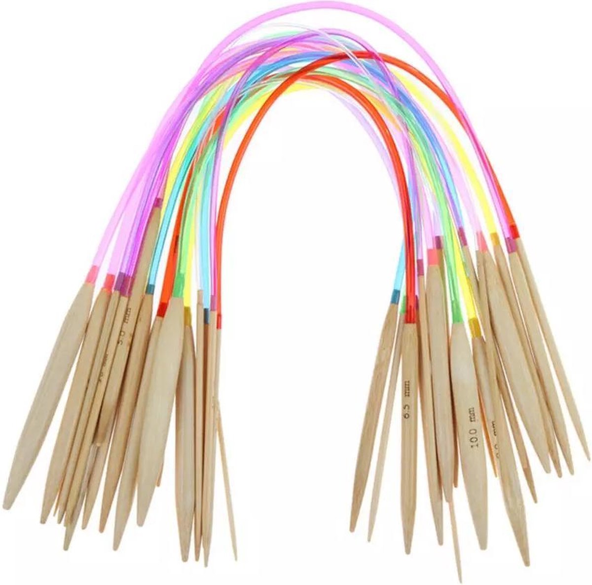   Rondbreinaalden Set - Luxe 18 Delige Set  en - Rondbreinaalden 80 cm -  en bamboe -  en -   -  en voor rondbreien