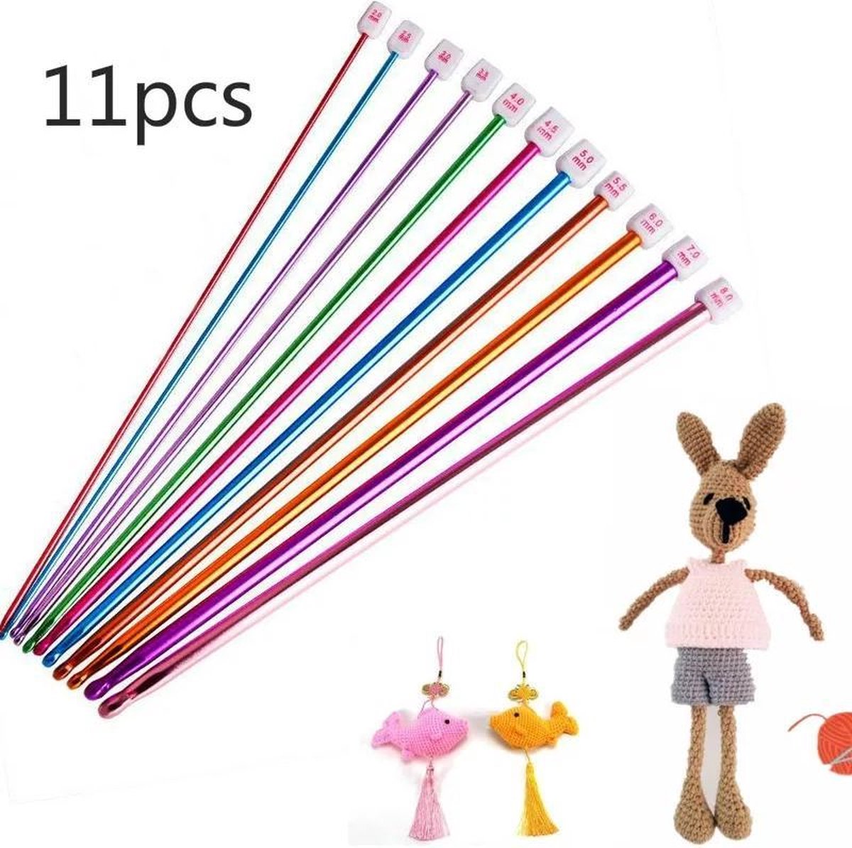   Tunisch haaknaalden set van 11 aluminium naalden