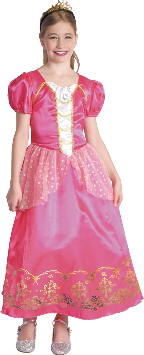 LUCIDA - Elegante roze en goudkleurige prinses outfit voor meisjes - XS 92/104 (3-4 jaar) - Kinderkostuums