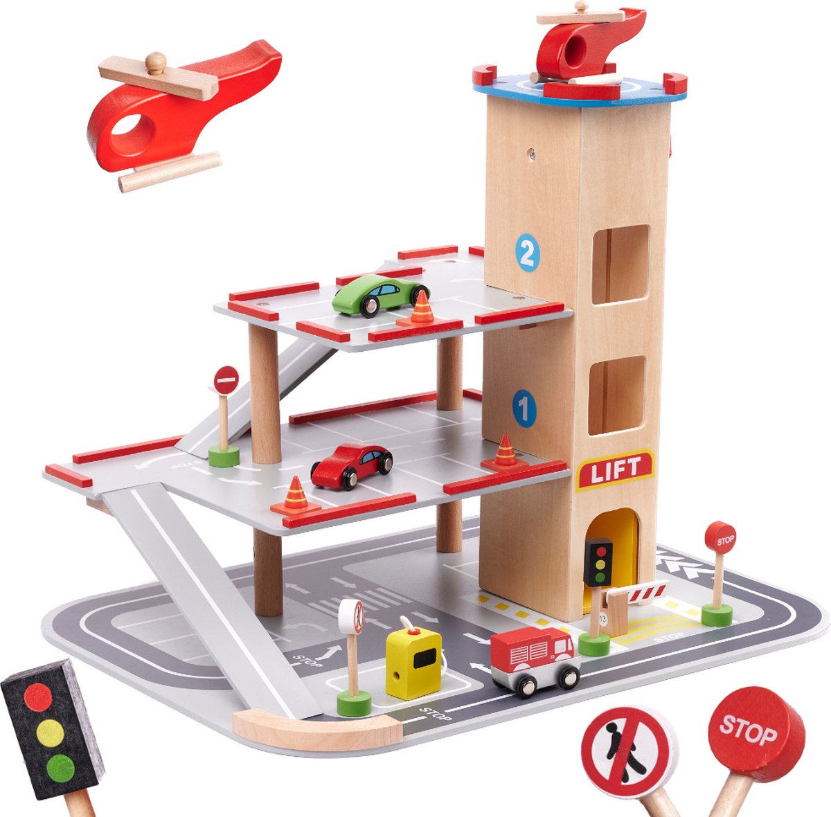   BENINO houten parkeergarage - Speelgoed - City   - houten speelgoed