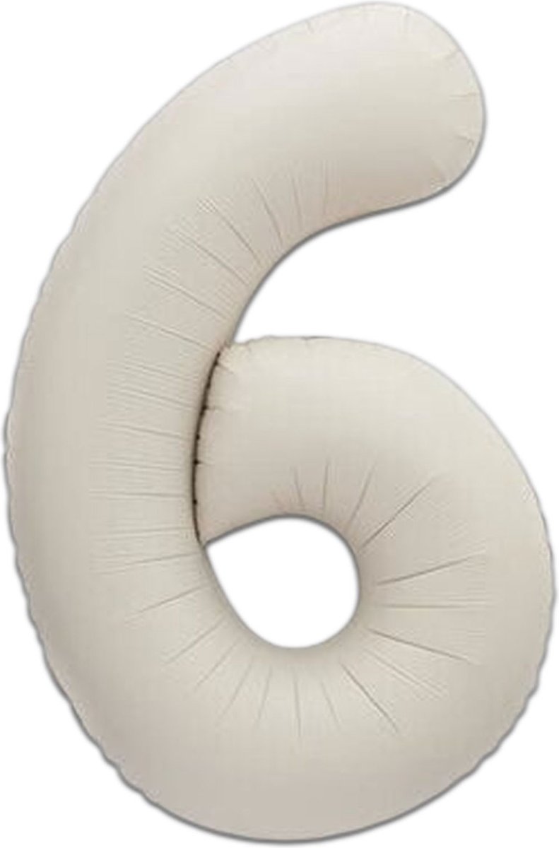 LUQ - Cijfer Ballonnen - Cijfer Ballon 6 Jaar Creme XL Groot - Helium Verjaardag Versiering Feestversiering Folieballon