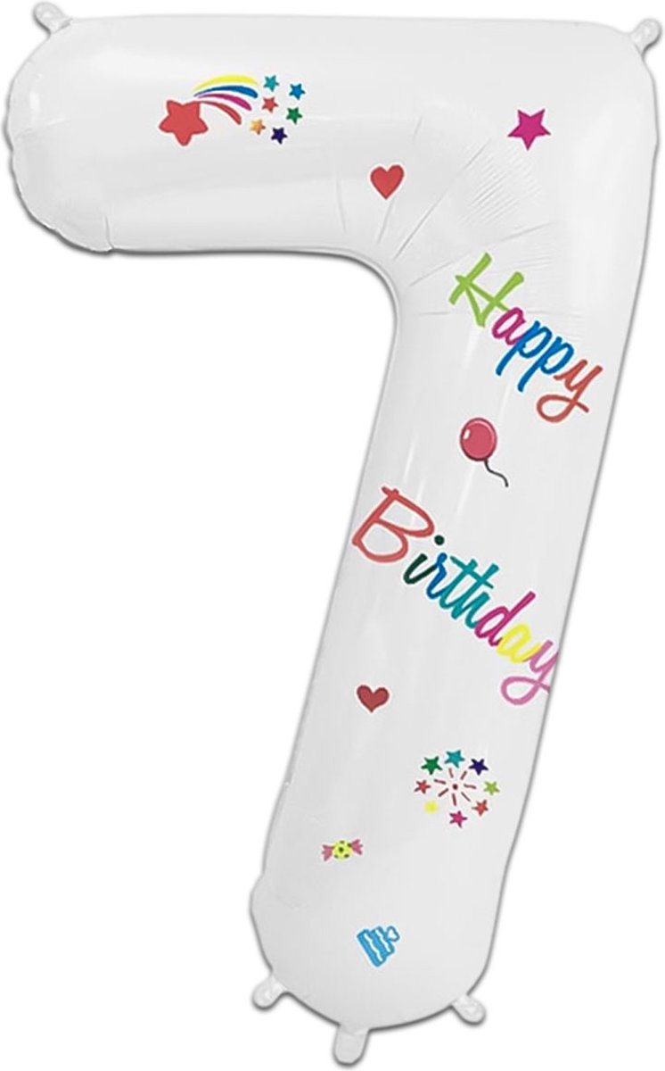 LUQ - Cijfer Ballonnen - Cijfer Ballon 7 Jaar Happy Birthday Groot - Helium Verjaardag Versiering Feestversiering Folieballon