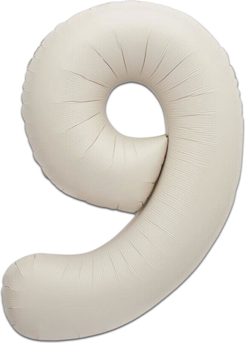 LUQ - Cijfer Ballonnen - Cijfer Ballon 9 Jaar Creme XL Groot - Helium Verjaardag Versiering Feestversiering Folieballon