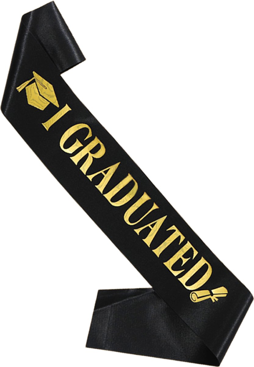 LUQ - Graduation Sjerp – Zwart met Gouden Tekst – Accessoire Geslaagd, Afstuderen & Graduation