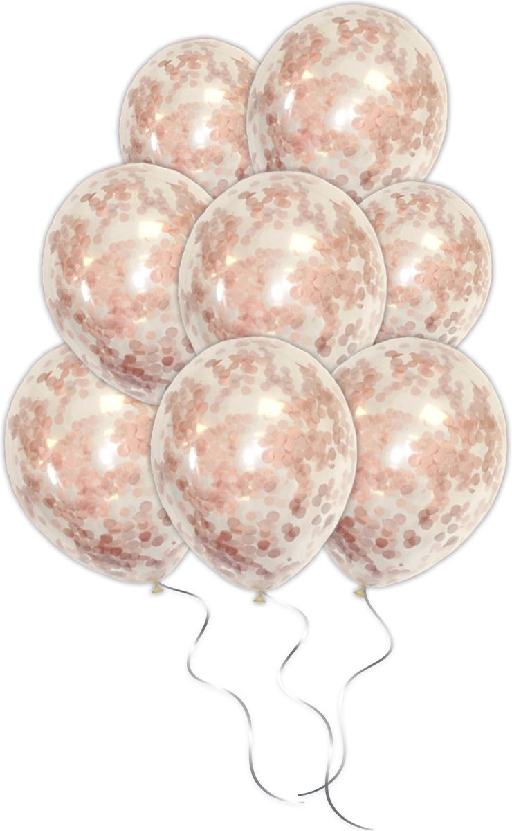 LUQ - Luxe Rose Gouden Confetti Helium Ballonnen - 50 stuks - Verjaardag Versiering - Decoratie - Rose Goud Latex Ballon