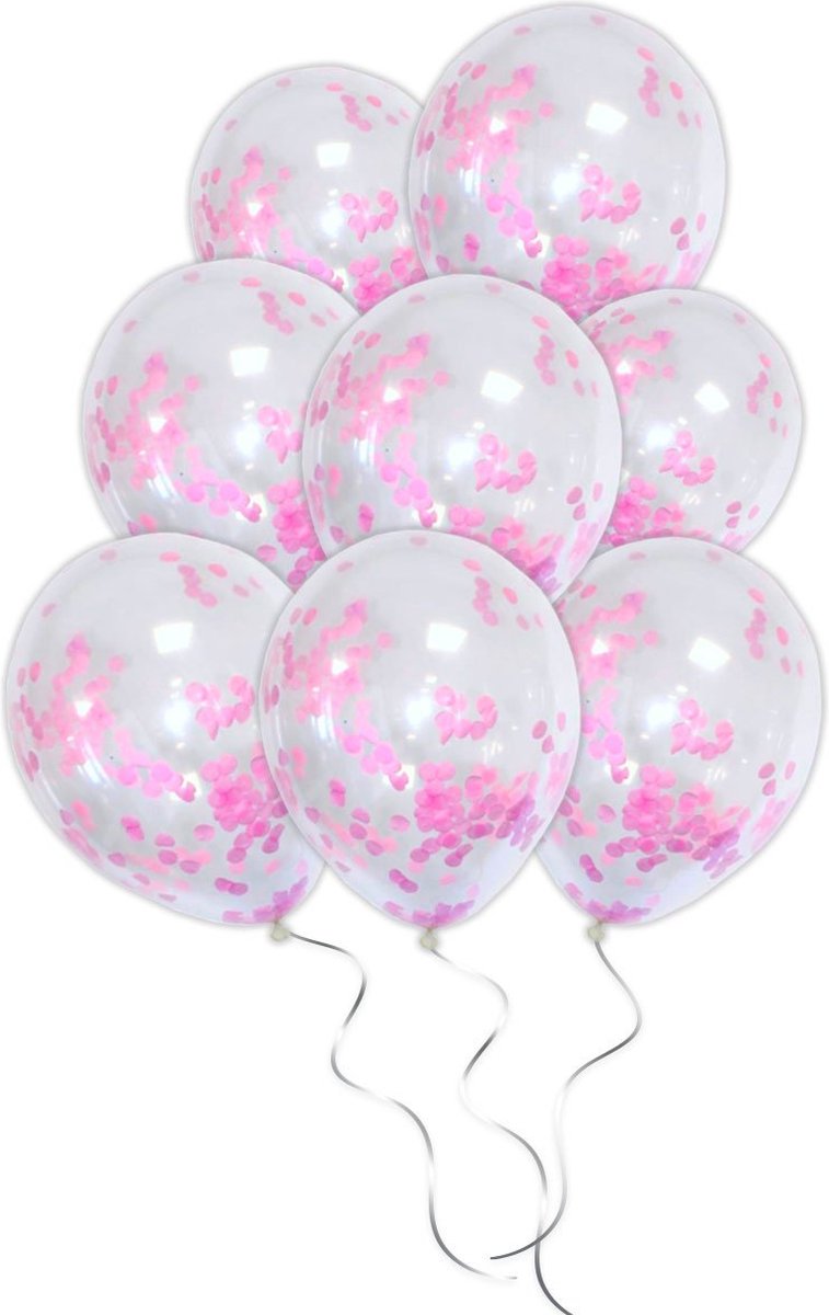 LUQ - Luxe Roze Confetti Helium Ballonnen - 25 stuks - Verjaardag Versiering - Decoratie - Roze Latex Confetti Ballon
