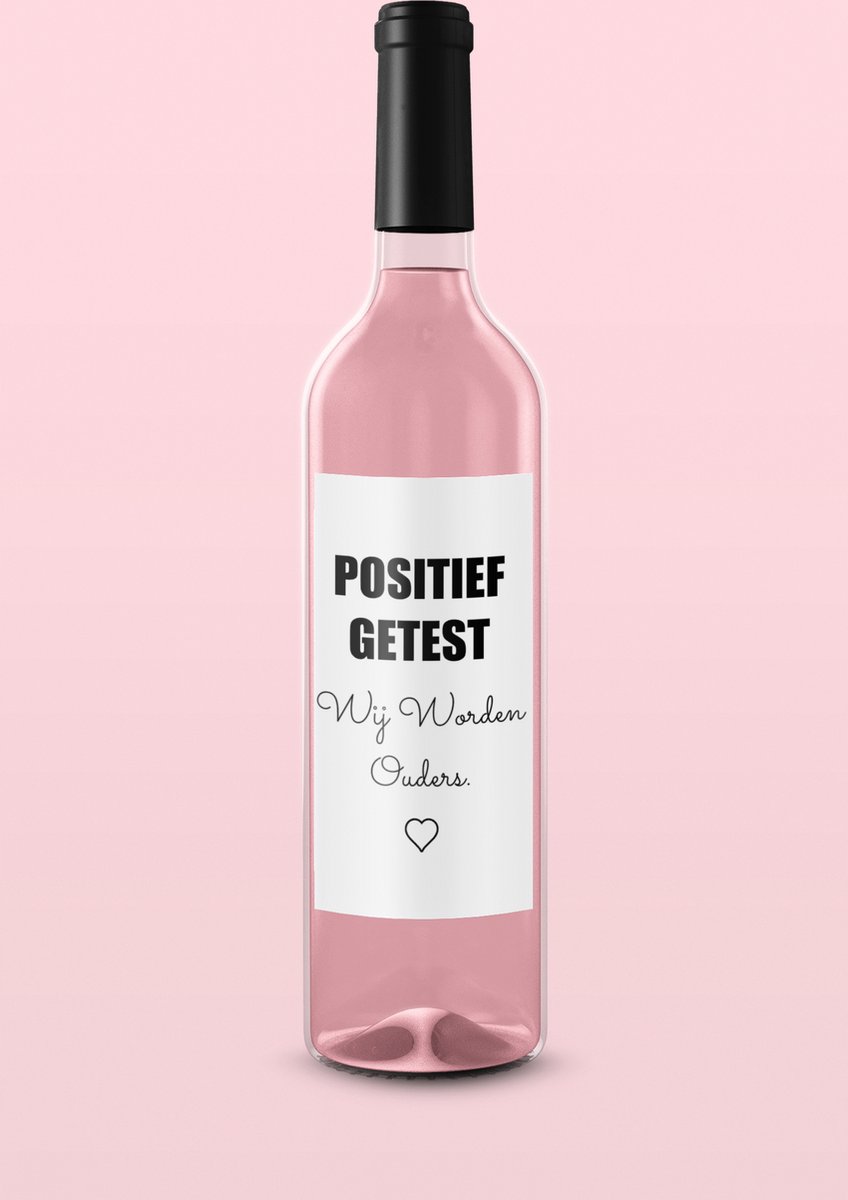 Baby aankondiging- Positief getest-Wij Worden Ouders. Wijnfles etiket 5 stuks.