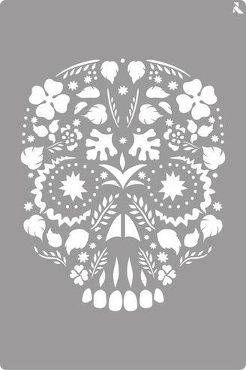   Stencil Bloemen Schedel 20x30cm