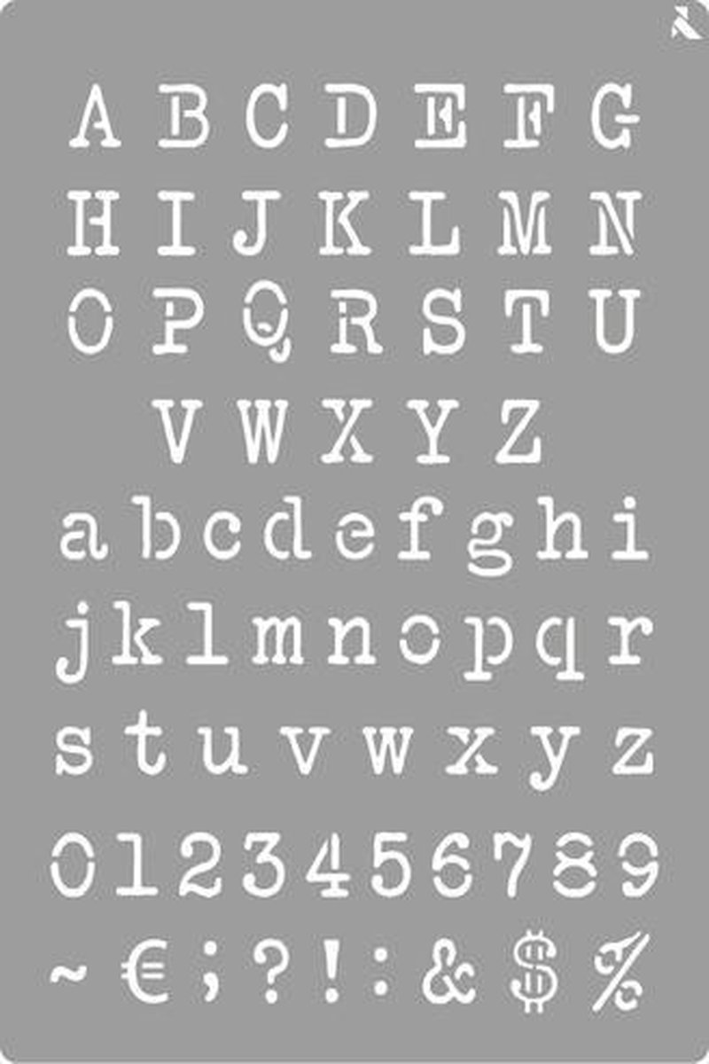   Stencil Typewriter Alfabet 20x30cm