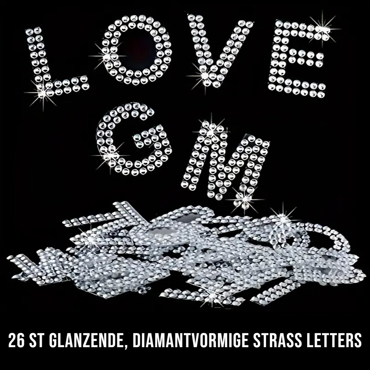 LaGloss® 26 Stuks Glitter Letters Diamant Letterstickers Fashion Strass Zelfklevend 4 cm Alfabet - Wit/Transparant